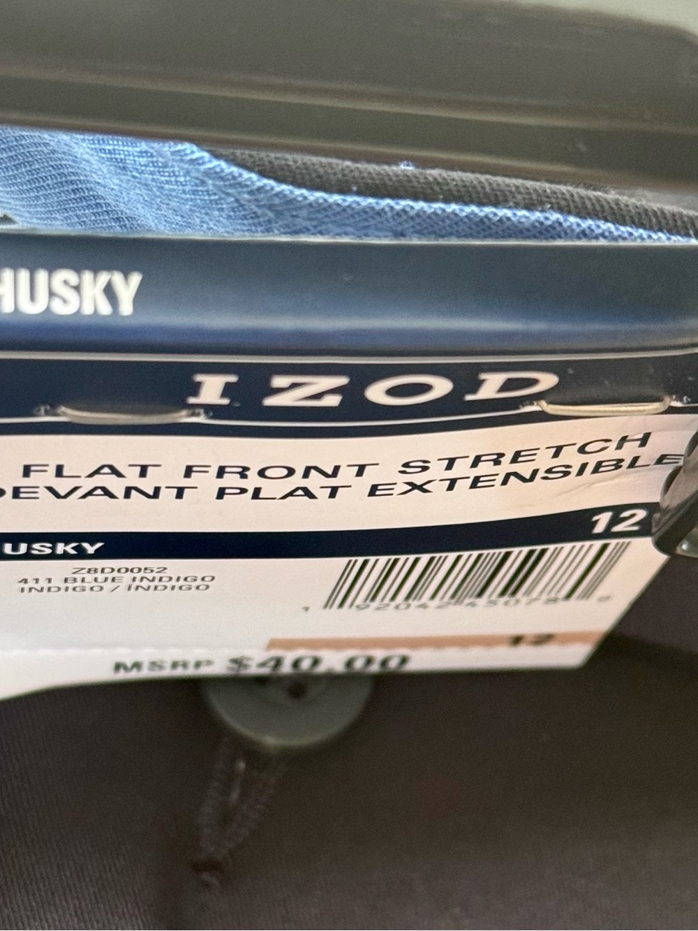 Izod Blue Indigo Flat Front Stretch Pants - Picture 4 of 5